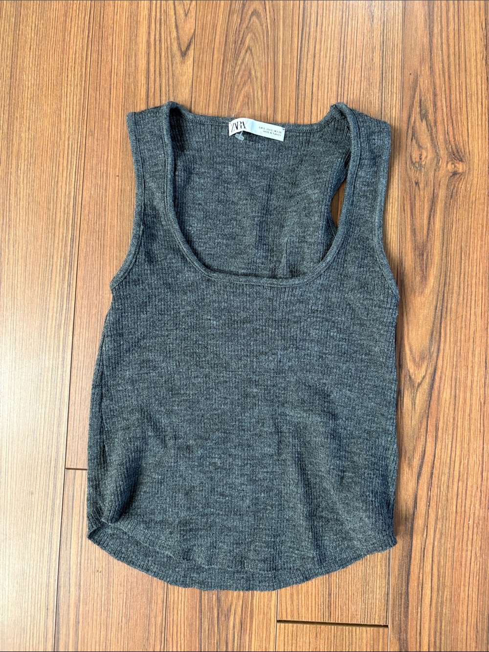 Zara Charcoal Gray Ribbed Knit Tank